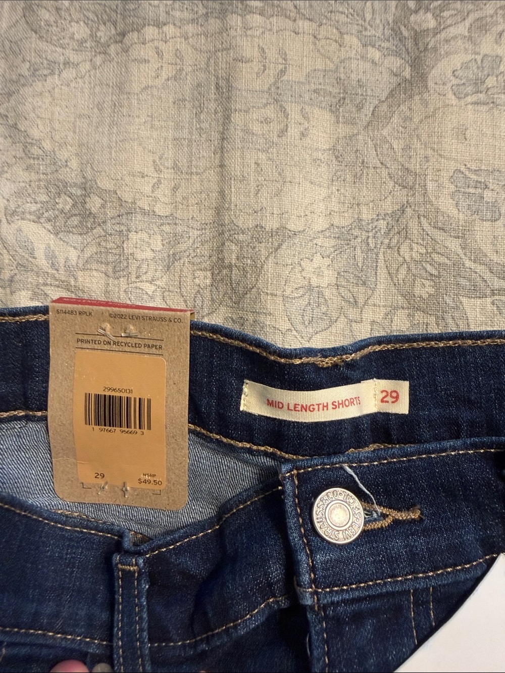 Levi's Dark Blue Rolled Hem Jean Shorts - Picture 3 of 4